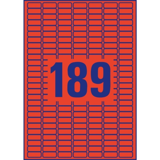 L6036-20 Etiketten - 25,4 x 10 mm, rot, 3.780 Etiketten/20 Blatt, wiederablösbar