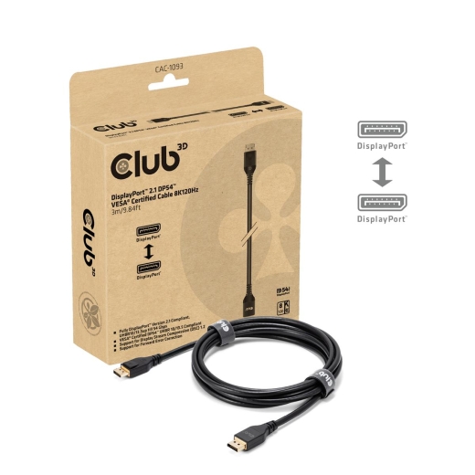 Club3D DP-Kabel 2.1 DP54 zertifiziert 3m 8K120Hz St/St retail