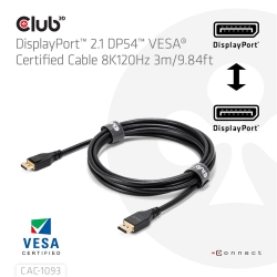 Club3D DP-Kabel 2.1 DP54 zertifiziert 3m 8K120Hz St/St retail