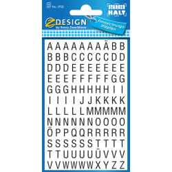 3720 Buchstaben-Etiketten - A-Z, 6,5 mm, schwarz,...
