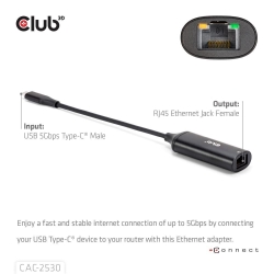 Club3D Adapter USB-C > RJ45 5Gbps St/Bu retail