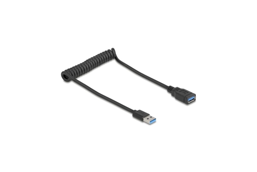 DELOCK USB 5 Gbps Spiralkabel Typ-A Stecker zu Typ-A Buchse