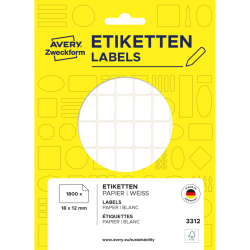 3312 Universal-Etiketten - 18 x 12 mm, weiß, 1.800...