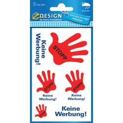 3741 Hinweis-Etikett Stop-Keine Werbung, Folie, 5 Etiketten
