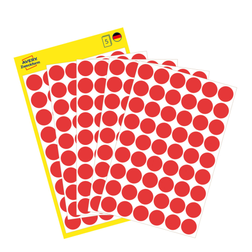 3141 Markierungspunkte - Ø 12 mm, 5 Blatt/270 Etiketten, rot
