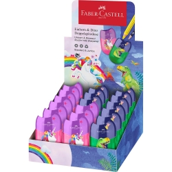 FABER-CASTELL Spitzer Doppelspitzdose Dino/Einhorn