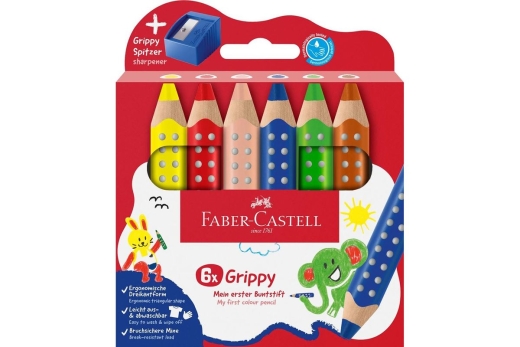 FABER-CASTELL Buntstift Grippy 6er Set mit Spitzer