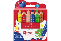 FABER-CASTELL Buntstift Grippy 6er Set mit Spitzer