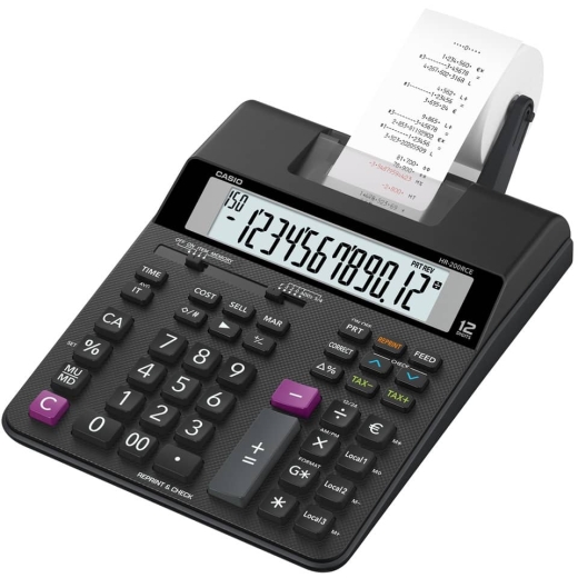 Tischrechner druckend HR-200RCE, normale Größe, Batterie-/Netzbetrieb, viele Funktionen