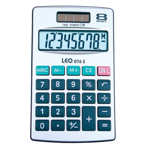 Taschenrechner 076S - Solar-/Batteriebetrieb, 8-stellig, LC-Display, matt silber