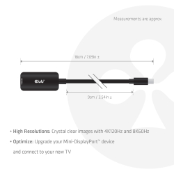 Club3D Adapter MiniDisplayPort > HDMI 2.1 HDR 8K60Hz retail