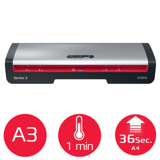 Laminiergerät 250HS, A3, 75-125 Micron, schwarz/silber/rot