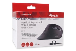 Equip Ergonomische Maus USB-A/-C Stker 1.80m Rechts schwarz