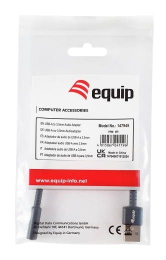 Equip Adapter USB-A-> 4-Pin 3.5mm St/Bu DAC 0.15m beige