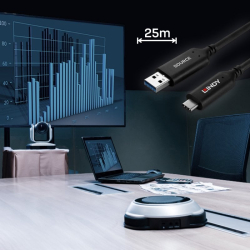 LINDY 25m USB 3.2 Gen 1 Typ A an C Hybridkabel