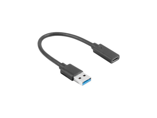 LANBERG USB-C(F)3.1->USB-A(M) Kabel 0,15m schwarz