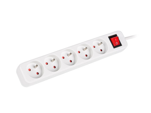 LANBERG Steckdosenleiste 3m 5x 230V EN +Schalter weiß