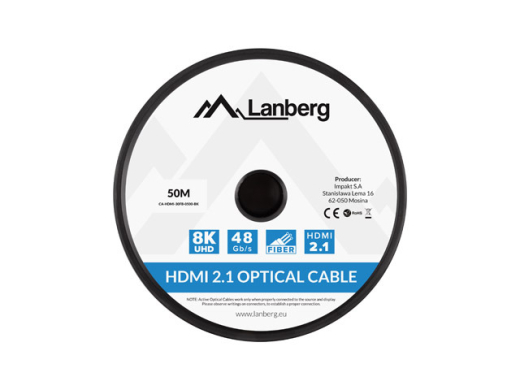 LANBERG HDMI M/M V2.1 Kabel 50m 8K optisch AOC schwarz