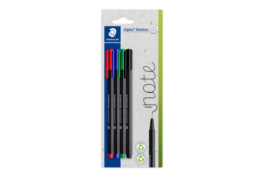 STAEDTLER Fineliner triplus rPP, sort. 4St BK