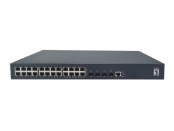 LevelOne PoE+Switch 24xGE PoE/4x10GSFP+ 440W 19 Managed L3