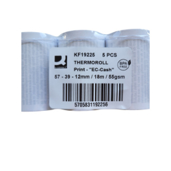 Thermorolle EC-Cash Druck, 57-39-12 mm, 18 m, 55g/m², 5 Stück, weiß
