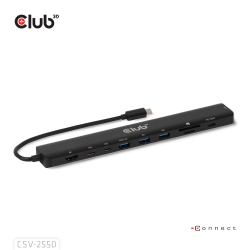 Club3D USB-C 10in1-HUB >HDMI/3xUSB-C/3xUSB/LAN 8K30Hz...