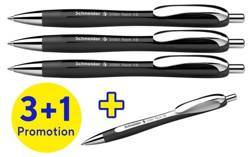 Schneider Kugelschreiber Slider Rave XB sw Box 4 Stk.
