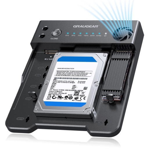 GRAUGEAR Klonstation für M.2 NVMe/SATA SSDds & 2,5/3,5 HDD