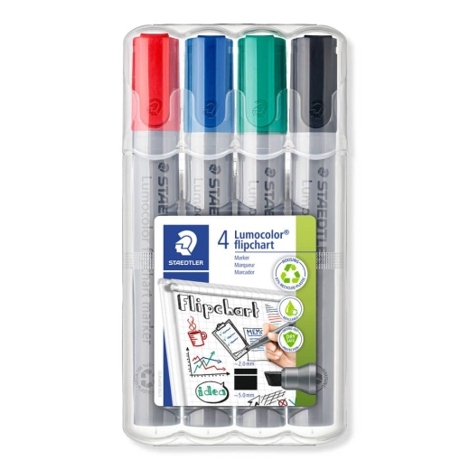 Lumocolor® 356 B flipchart marker - Keilspitze, 4 Farben sortiert