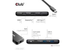 Club3D USB-C 8in1-HUB >DP1.4/HDMI2.0/USB-C/LAN 8K30Hz PD100W retail
