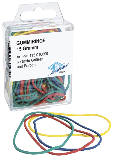 WEDO Gummiringe sortiert in Farbe und Größe in SB-Dose