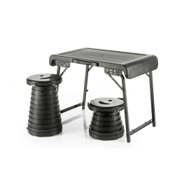 WEDO Camping Set 1 Tisch und 2 Teleskophocker NXT schwarz
