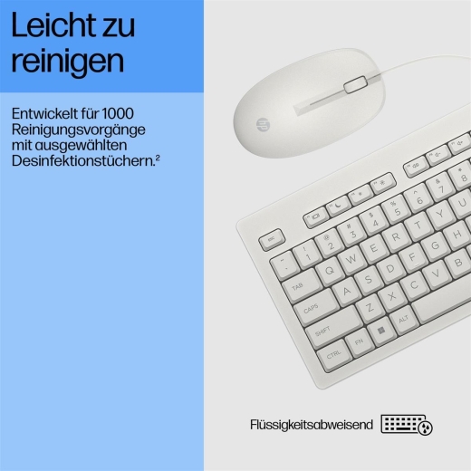 HP Tastatur+Maus 225 Set Kabelgebunden Weiß