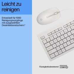 HP Tastatur+Maus 225 Set Kabelgebunden Weiß