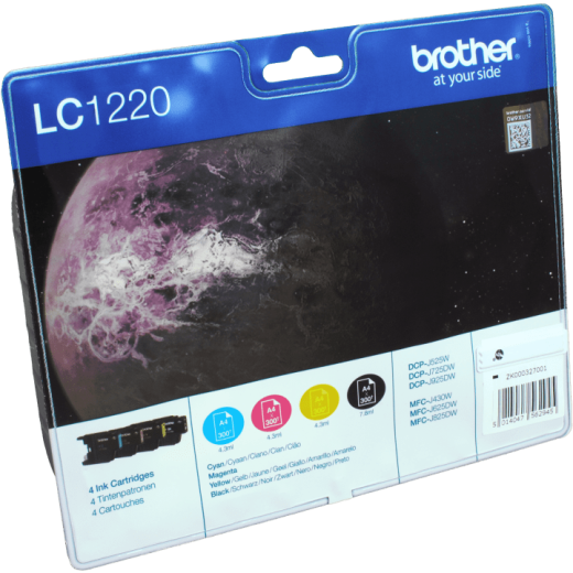 4 Brother Tinten LC-1220VALBPDR Multipack KCMY