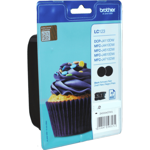 2 Brother Tinten LC-123BKBP2DR Doppelpack schwarz