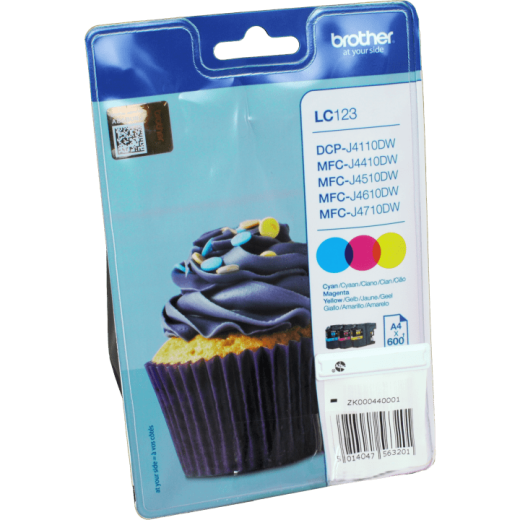 3 Brother Tinten LC-123RBWBPDR Multipack CMY