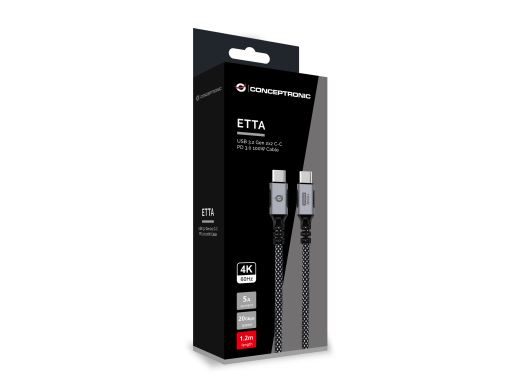 CONCEPTRONIC Kabel USB-C3.2->C 100W/PD3.0 20Gbs 1.20m sw