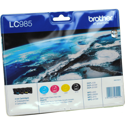 4 Brother Tinten LC-985VALBPDR Multipack KCMY