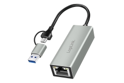 Logilink USB-C > Gigabit Ethernet Adapter mit 2-in-1 USB