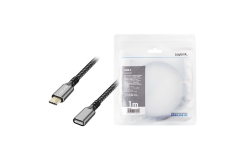 Logilink USB 3.2 Gen1 Typ-C-Kabel C/M > USB-C/F, PD, Alu, 2m