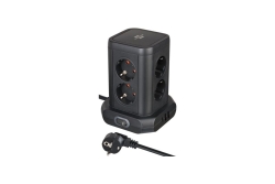 Brennenstuhl Steckdosenturm 8fach mit 2xUSB A,1xUSB C,black