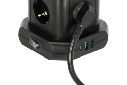 Brennenstuhl Steckdosenturm 8fach mit 2xUSB A,1xUSB C,black