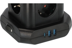 Brennenstuhl Steckdosenturm 8fach mit 2xUSB A,1xUSB C,black