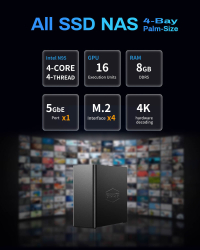 TERRAMASTER F4 SSD,4bay All SSD NAS,Quad Core,8GB DDR5,Diskl