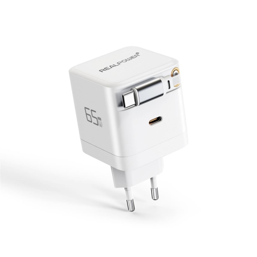 REALPOWER GaN Charger 65W weiss,65 Watt, 2x Type-C
