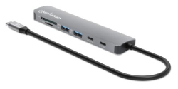 MANHATTAN USB-C PD auf HDMI 7-in-1 4K Dockingstation grau