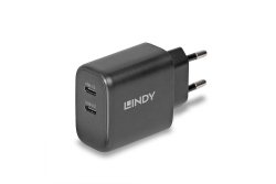 LINDY USB-C Ladegerät 2-Port GaN Charger 65W, schwarz