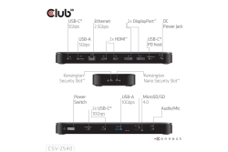 Club3D USB-C 14in1-Dock>2xDP2.1/2xHDMI/3xUSB-C 4K60Hz PD100W retail