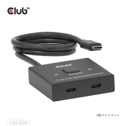 Club3D USB-C Switch 2<->1 10Gbps + 100W PD St/Bu retail